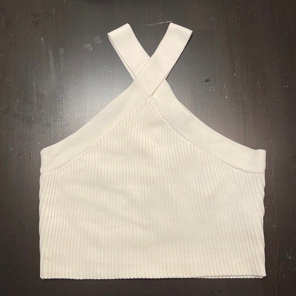 NWT White Cropped Halter Top - Size Small